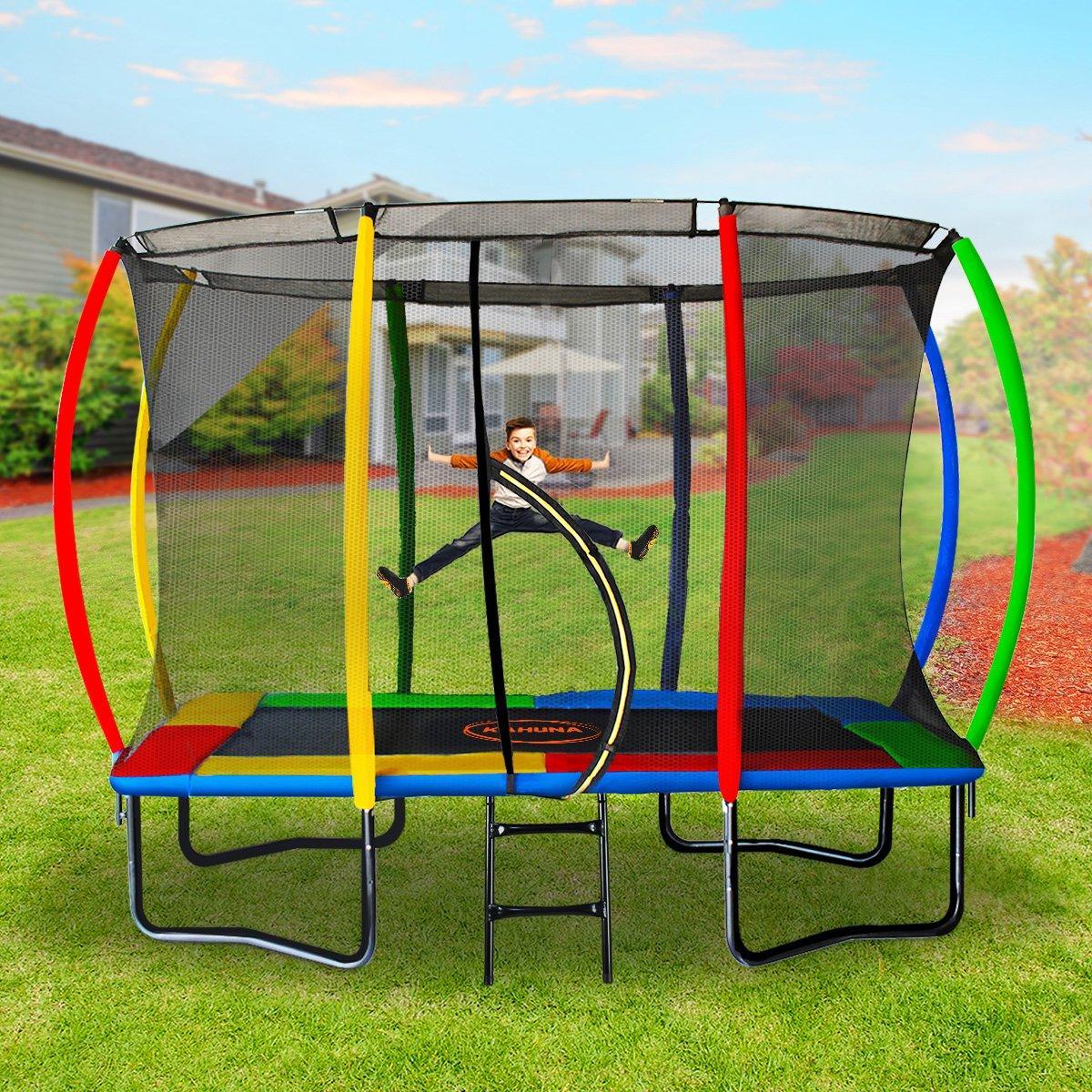 Kahuna Trampoline 8 ft x 11 ft Outdoor Rectangular Rainbow - John Cootes