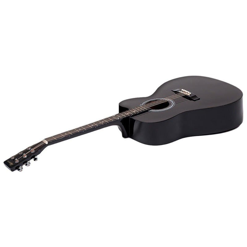 Karrera 38in Pro Cutaway Acoustic Guitar with Carry Bag - Black - John Cootes