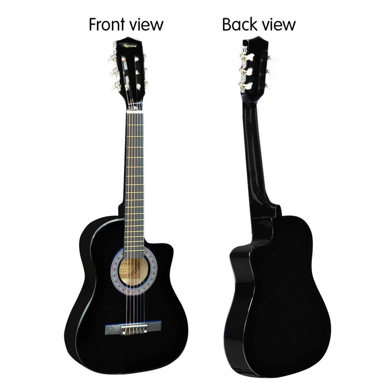 Karrera 38in Pro Cutaway Acoustic Guitar with Carry Bag - Black - John Cootes