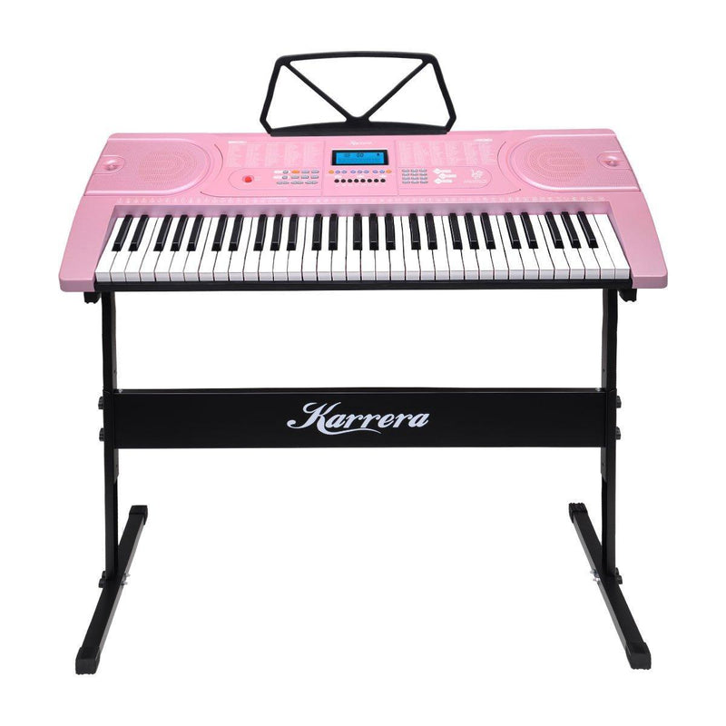 Karrera 61 Keys Electronic Keyboard Piano Music with Stand - Pink - John Cootes