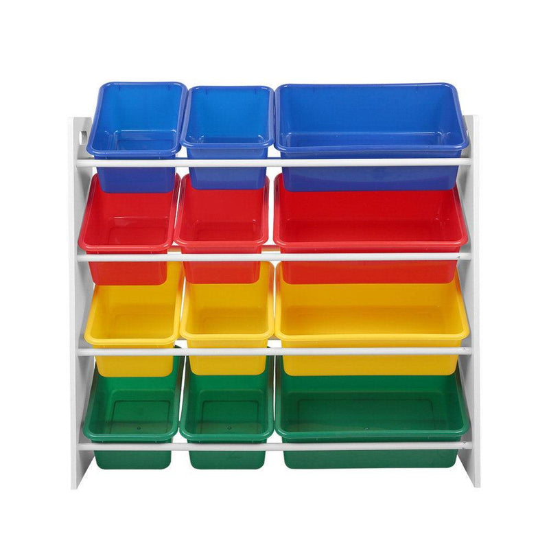 Keezi 12 Plastic Bins Kids Toy Organiser Box Bookshelf Storage Children Rack - John Cootes