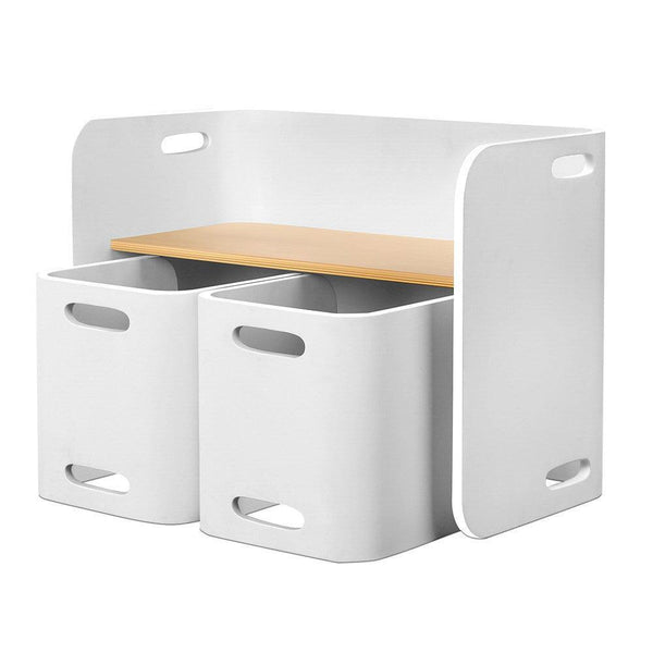 Keezi 3 PC Nordic Kids Table Chair Set White Desk Activity Compact Children - John Cootes