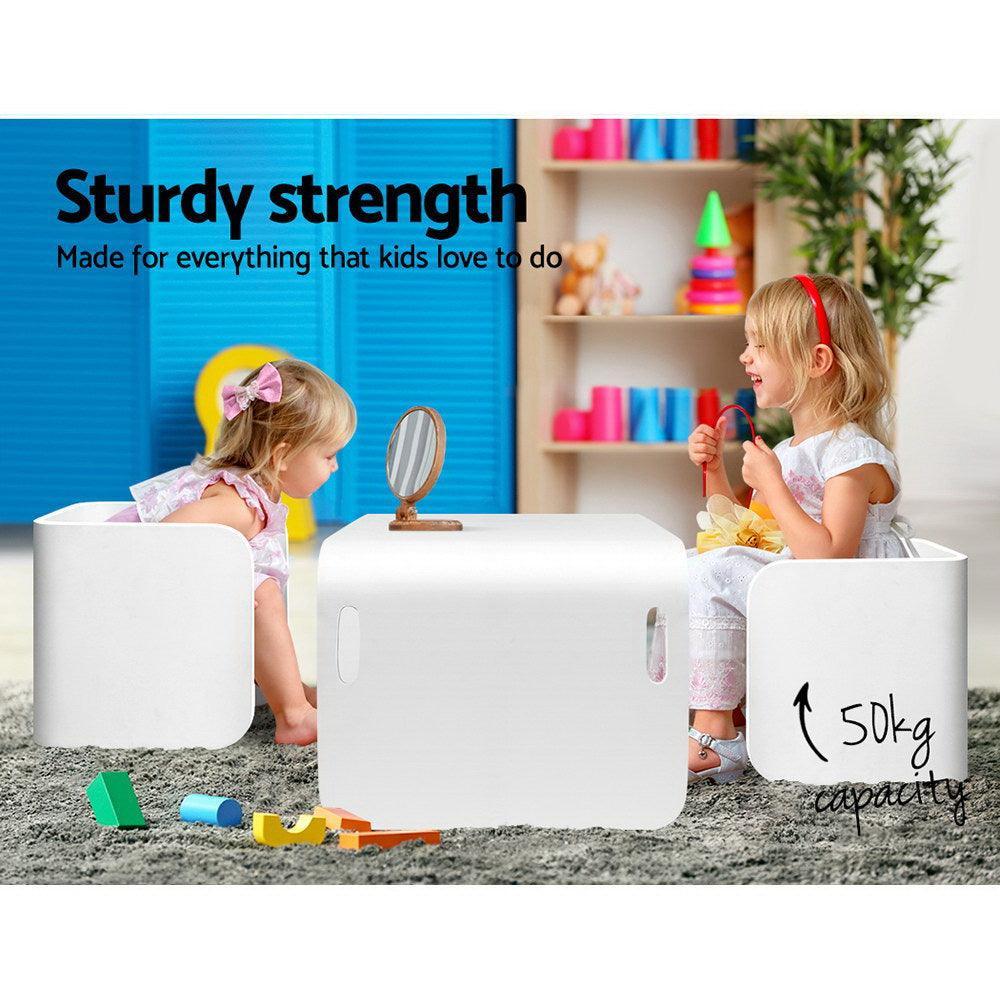 Keezi 3 PC Nordic Kids Table Chair Set White Desk Activity Compact Children - John Cootes