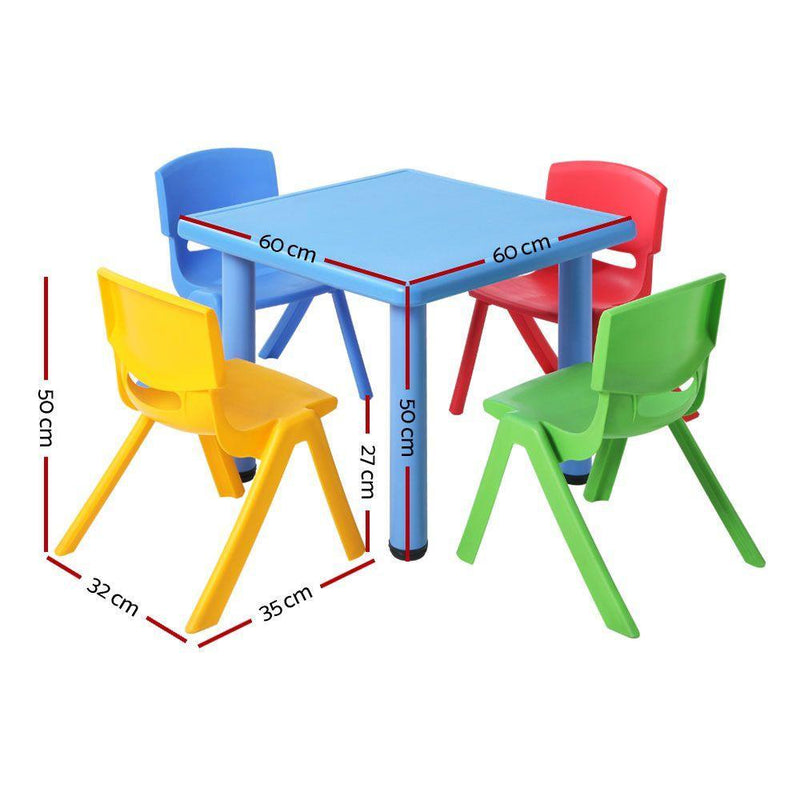 Keezi 5 Piece Kids Table and Chair Set - Blue - John Cootes