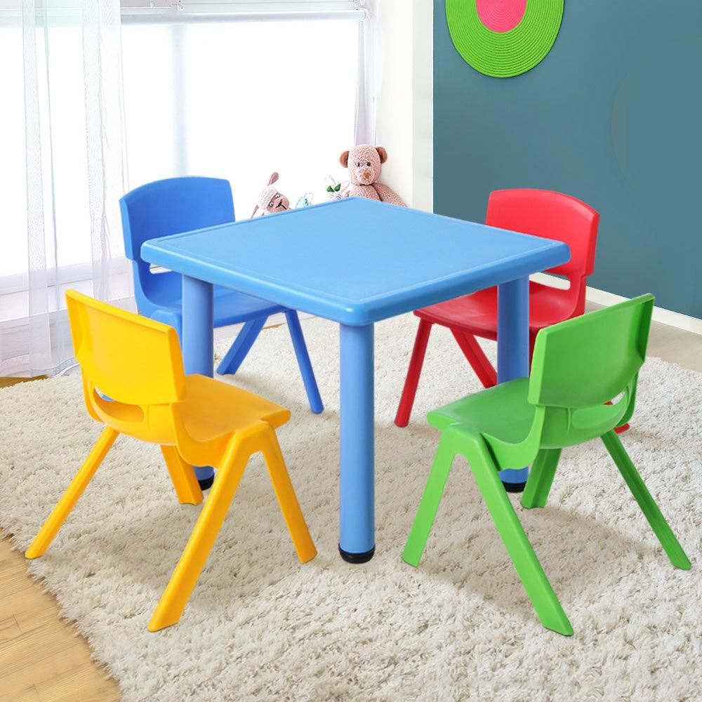 Keezi 5 Piece Kids Table and Chair Set - Blue - John Cootes