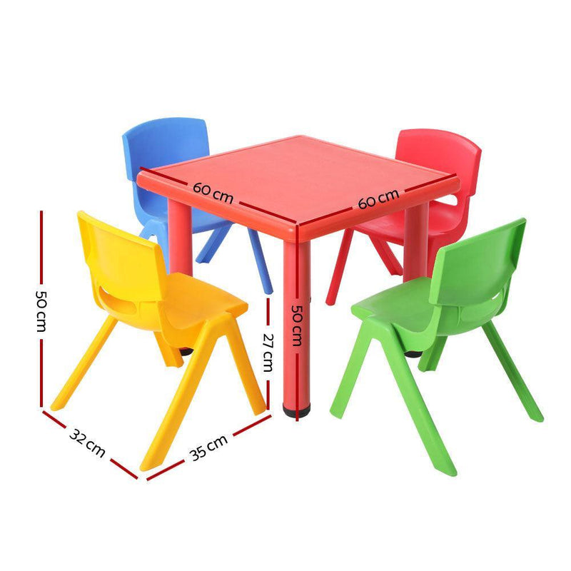 Keezi 5 Piece Kids Table and Chair Set - Red - John Cootes