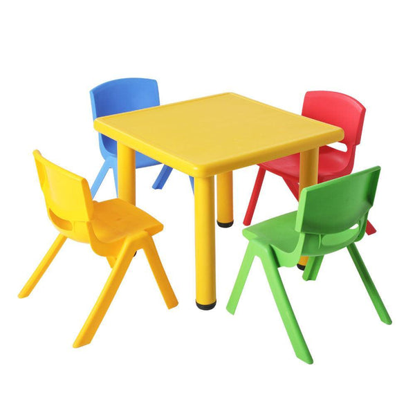 Keezi 5 Piece Kids Table and Chair Set - Yellow - John Cootes