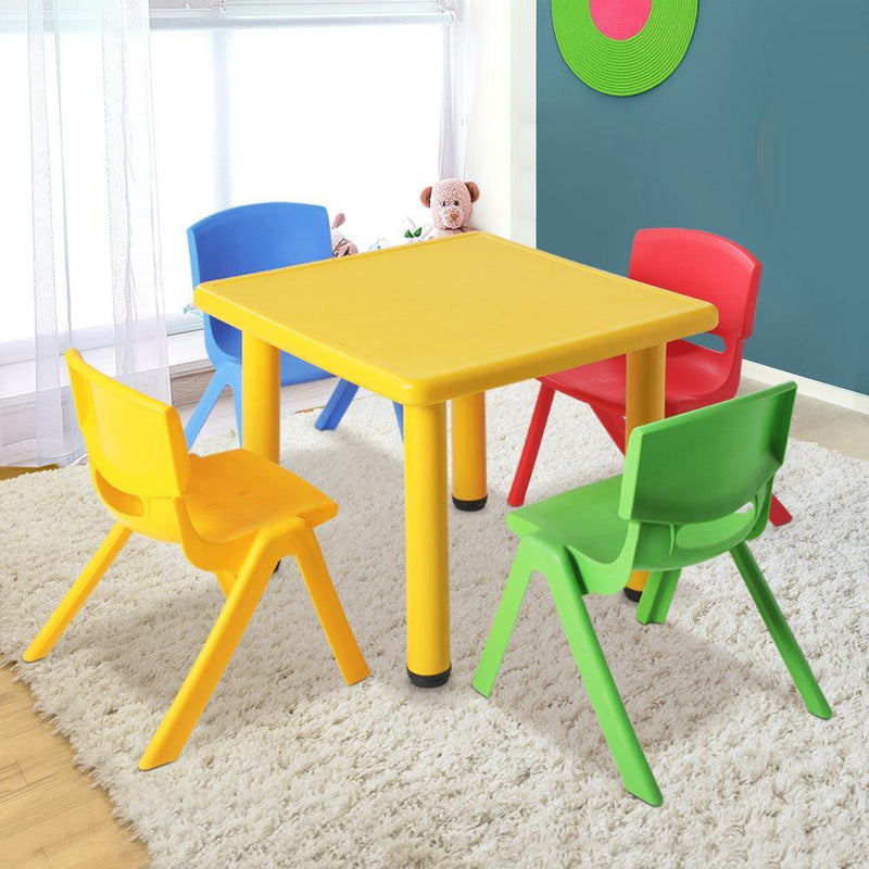 Keezi 5 Piece Kids Table and Chair Set - Yellow - John Cootes