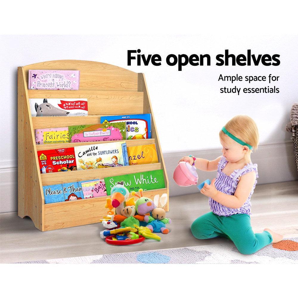 Keezi 5 Tiers Kids Bookshelf Magazine Shelf Rack Organiser Bookcase Display - John Cootes