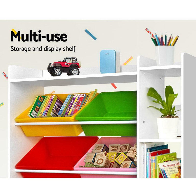 Keezi 8 Bins Kids Toy Box Storage Organiser Rack Bookshelf Drawer Cabinet - John Cootes