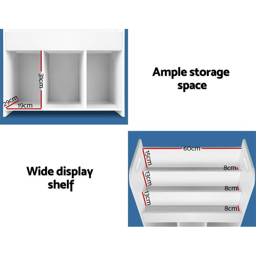 Keezi Kids Bookcase Childrens Bookshelf Display Cabinet Toys Storage Organizer - John Cootes