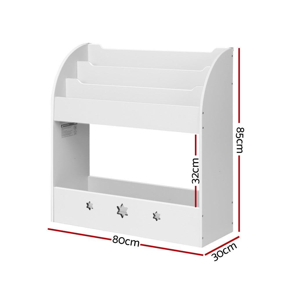 Keezi Kids Bookshelf Children Toy Storage Magazine Rack Organiser Bookcase White - John Cootes