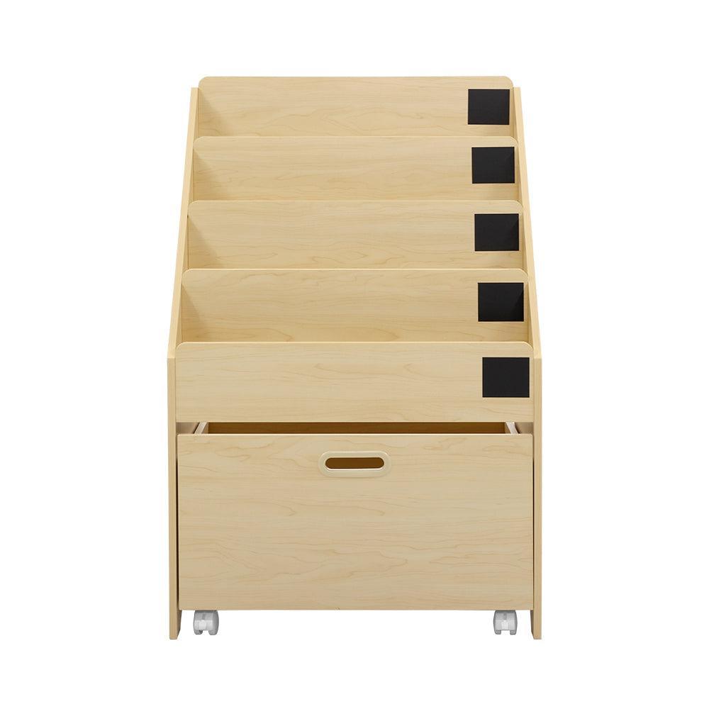 Keezi Kids Natural Wood Bookshelf Storage Organiser Bookcase Drawers Children - John Cootes