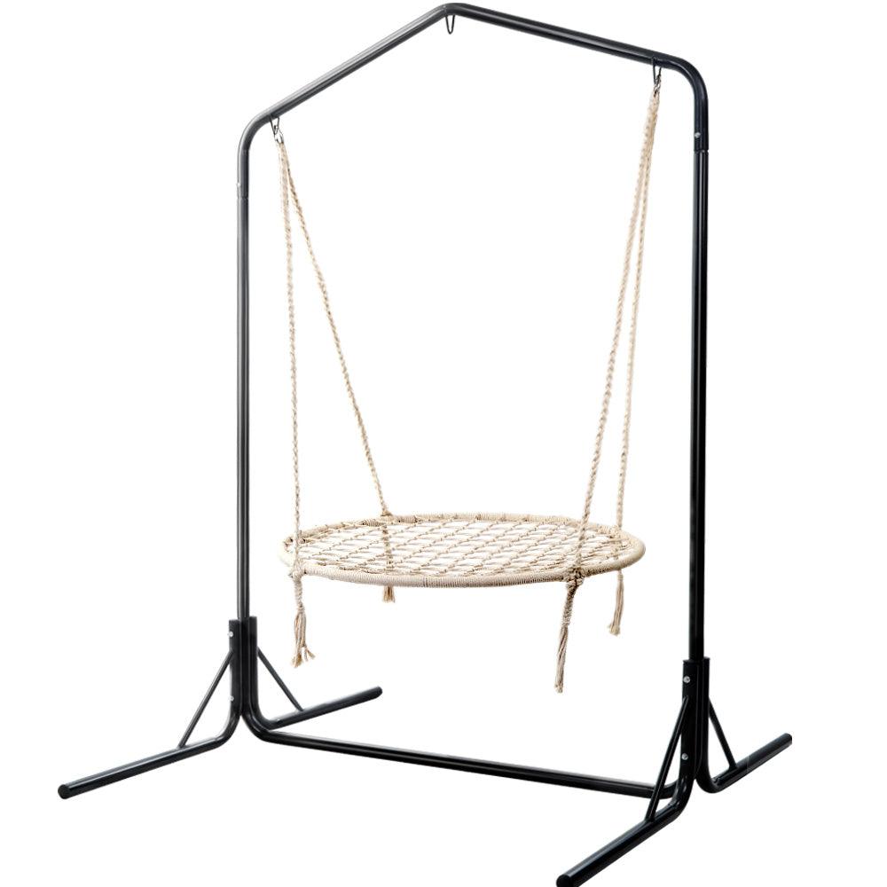 Keezi Kids Outdoor Nest Spider Web Swing Hammock Chair with Stand Garden 100cm - John Cootes