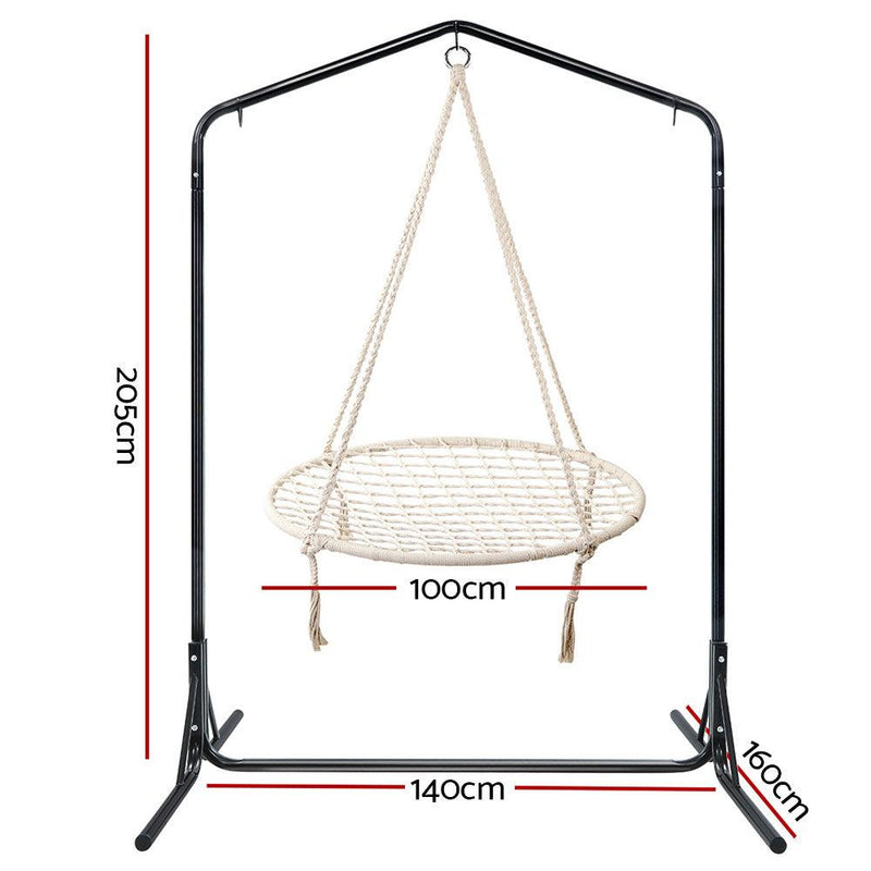 Keezi Kids Outdoor Nest Spider Web Swing Hammock Chair with Stand Garden 100cm - John Cootes