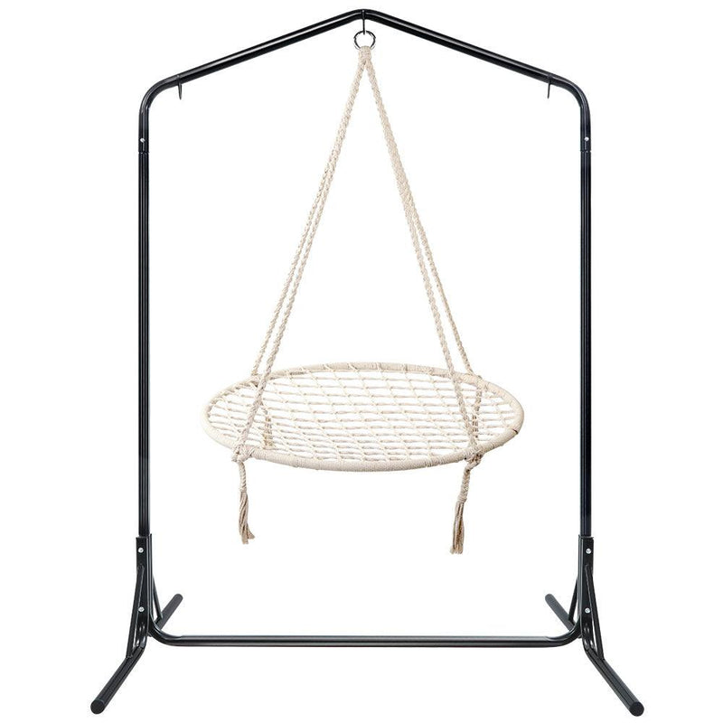 Keezi Kids Outdoor Nest Spider Web Swing Hammock Chair with Stand Garden 100cm - John Cootes