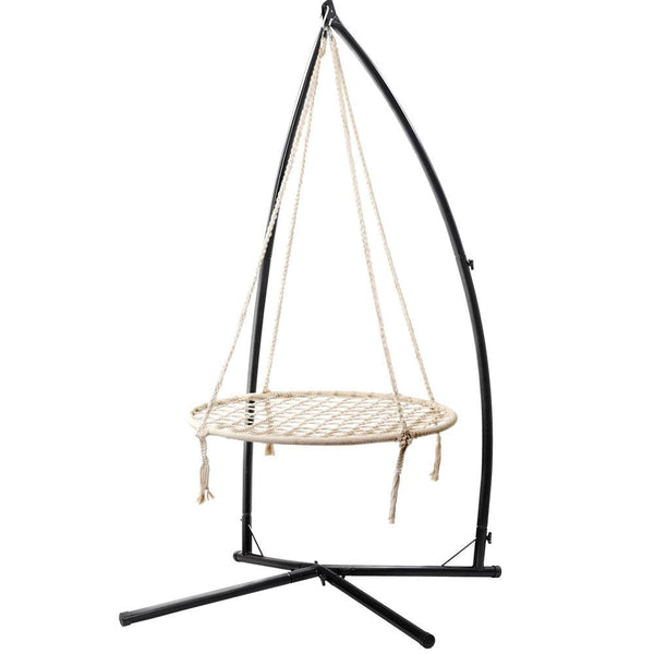 Keezi Kids Outdoor Nest Spider Web Swing Hammock Chair with Steel Stand 100cm - John Cootes