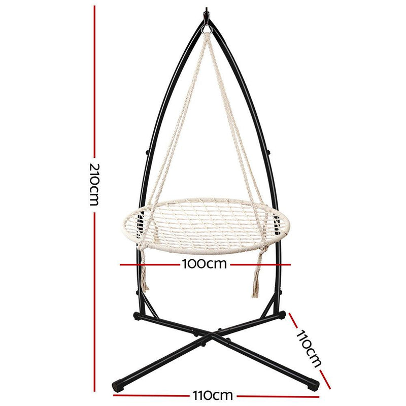 Keezi Kids Outdoor Nest Spider Web Swing Hammock Chair with Steel Stand 100cm - John Cootes