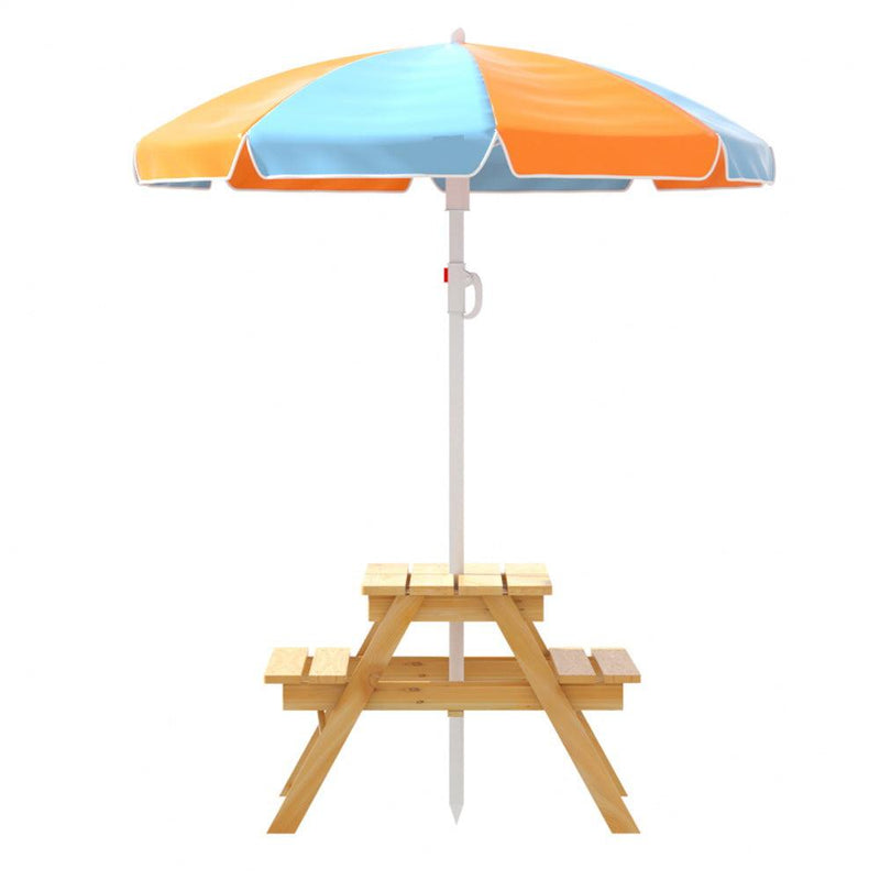 Keezi Kids Outdoor Table and Chairs Picnic Bench Set Umbrella Water Sand Pit Box - John Cootes