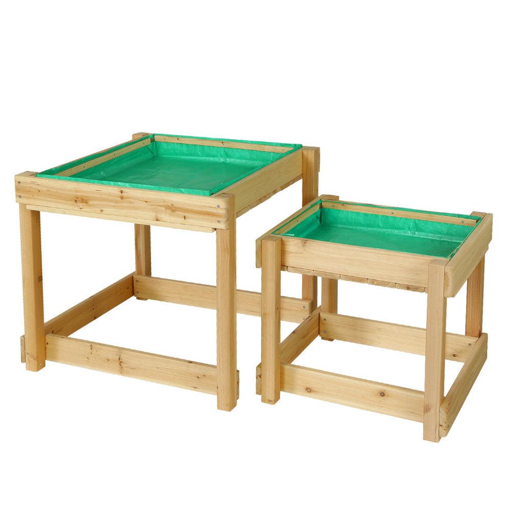 Keezi Kids Sandpit Sand and Water Wooden Table with Cover Outdoor Sand Pit Toys - John Cootes