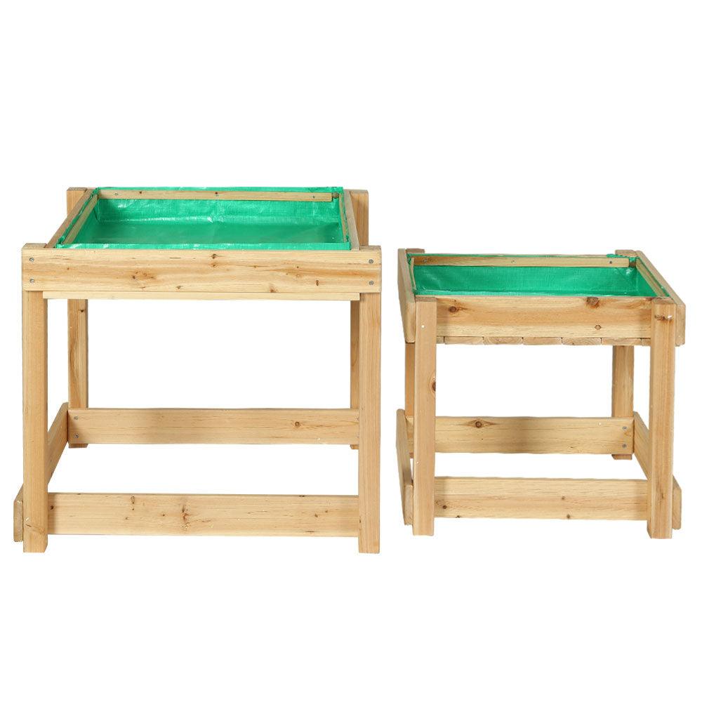 Keezi Kids Sandpit Sand and Water Wooden Table with Cover Outdoor Sand Pit Toys - John Cootes