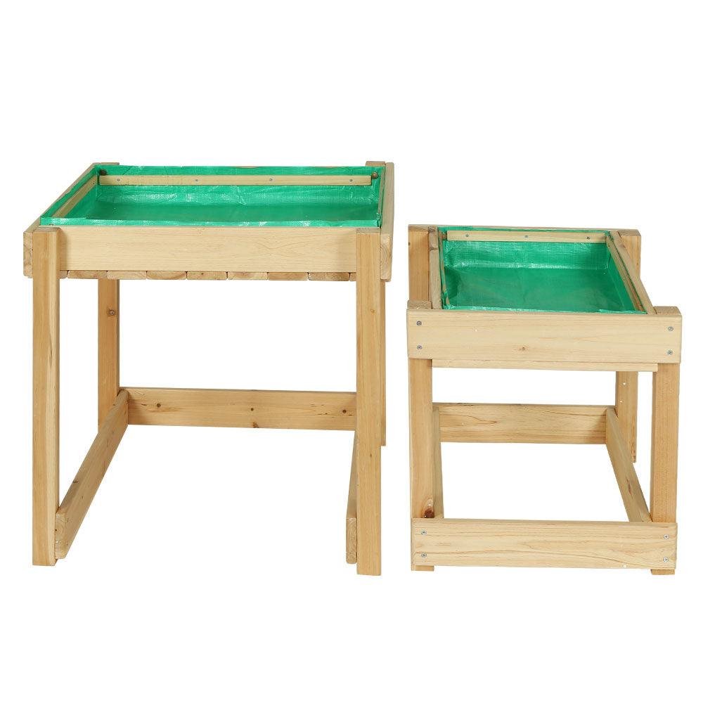 Keezi Kids Sandpit Sand and Water Wooden Table with Cover Outdoor Sand Pit Toys - John Cootes