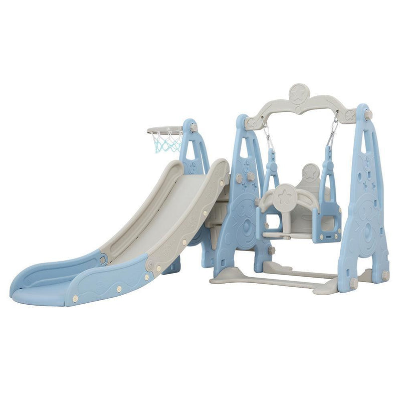 Keezi Kids Slide 170cm Extra Long Swing Basketball Hoop Toddlers PlaySet Blue - John Cootes