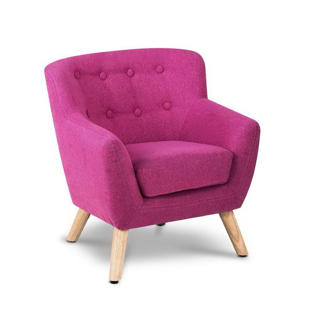 Keezi Kids Sofa Armchair Pink Linen Lounge Nordic French Couch Children Room - John Cootes