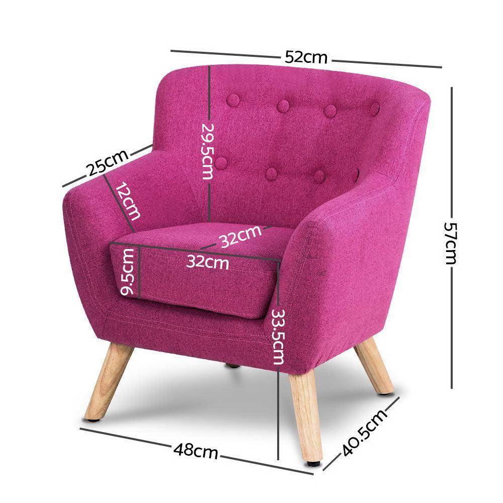 Keezi Kids Sofa Armchair Pink Linen Lounge Nordic French Couch Children Room - John Cootes