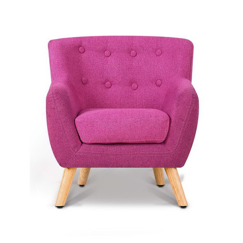 Keezi Kids Sofa Armchair Pink Linen Lounge Nordic French Couch Children Room - John Cootes