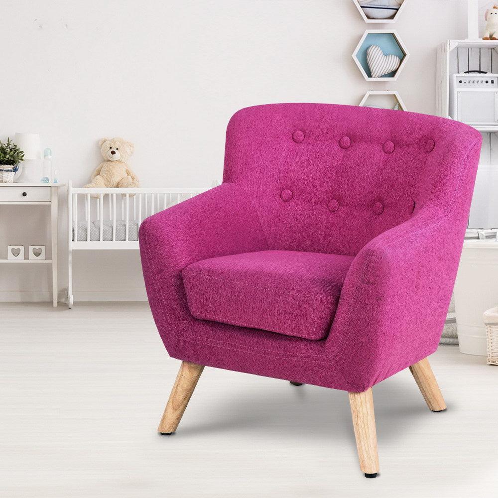 Keezi Kids Sofa Armchair Pink Linen Lounge Nordic French Couch Children Room - John Cootes