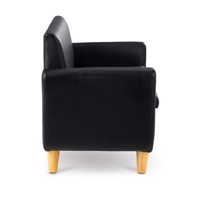 Keezi Kids Sofa Storage Armchair 2 Seater Black PU Leather Children Chair Couch - John Cootes