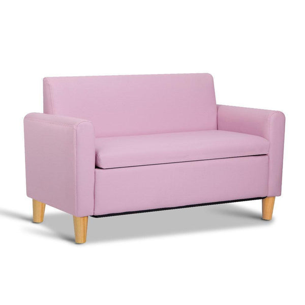Keezi Kids Sofa Storage Armchair Lounge Pink PU Leather Children Chair Couch - John Cootes
