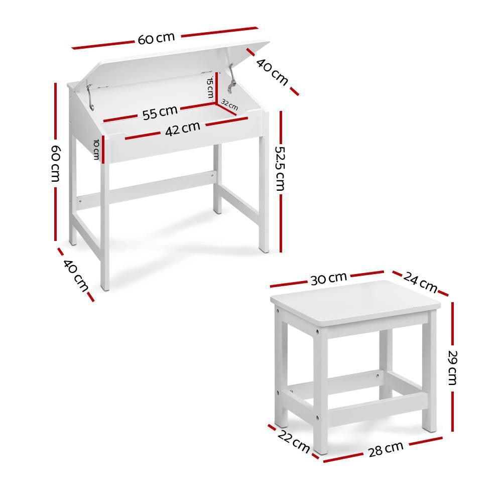 Keezi Kids Table Chairs Set Children Drawing Writing Desk Storage Toys Play - John Cootes