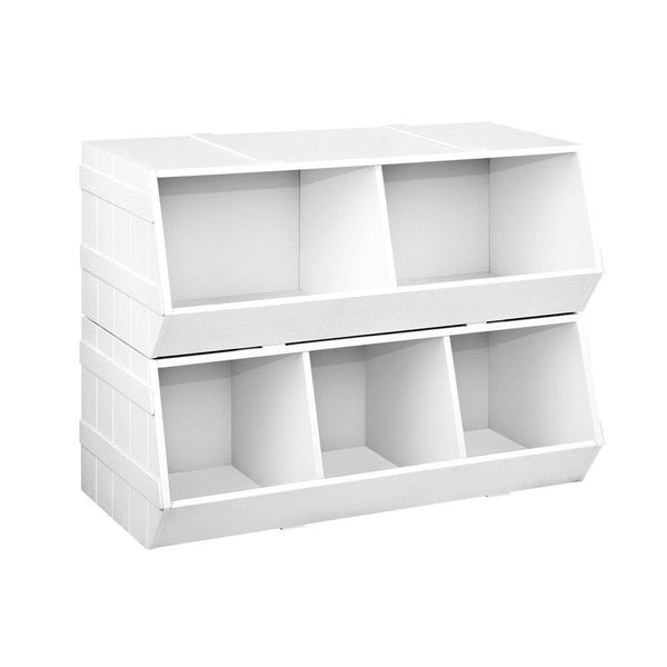 Keezi Kids Toy Box Stackable Bookshelf Storage Organiser Bookcase Shelf - John Cootes