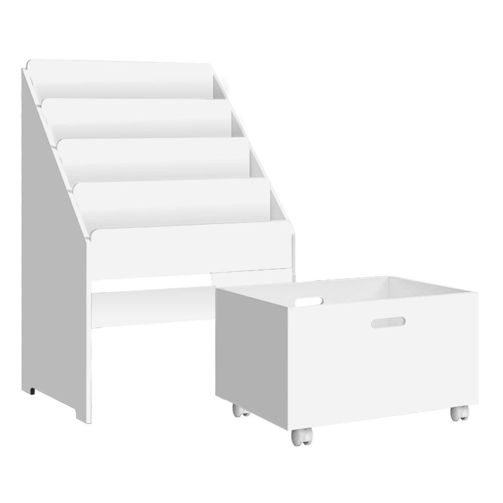 Keezi Kids White Bookshelf Storage Organiser Bookcase Drawers Children Shelf - John Cootes