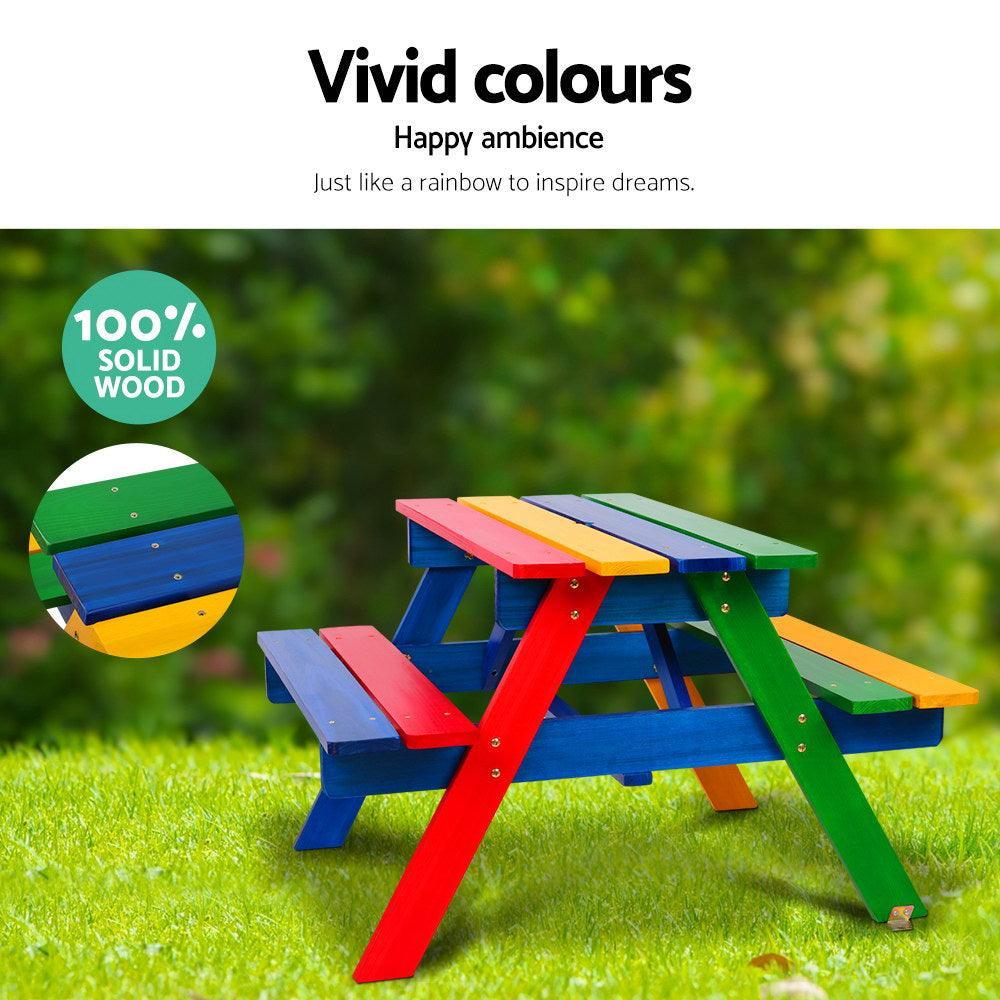 Keezi Kids Wooden Picnic Table Set with Umbrella - John Cootes