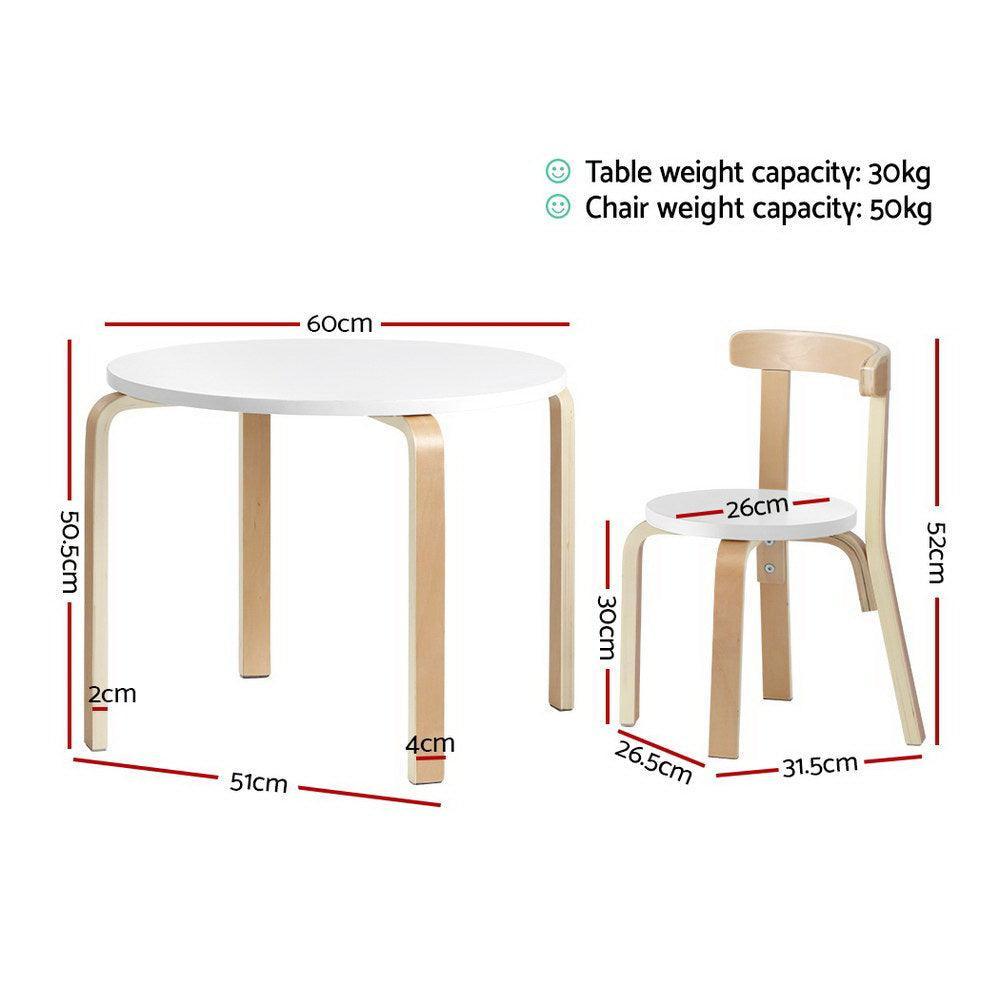 Keezi Nordic Kids Table Chair Set 3PC Desk Activity Study Play Children Modern - John Cootes