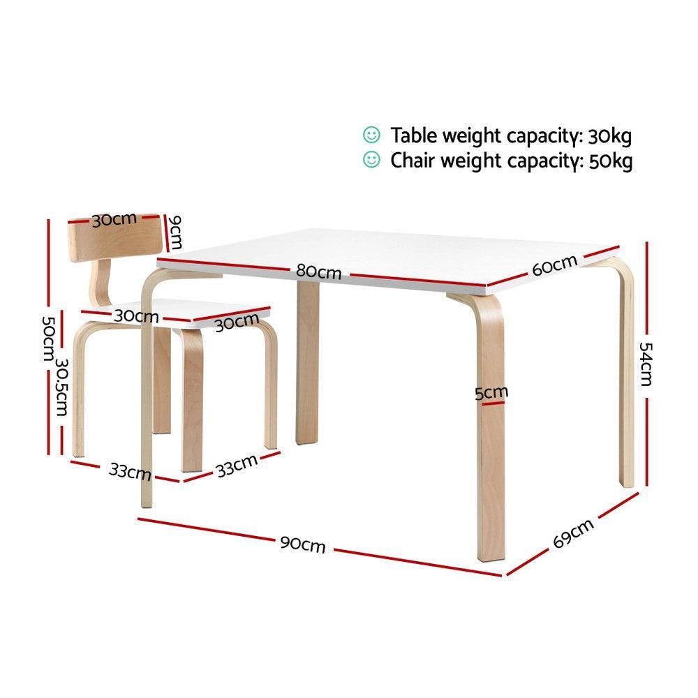 Keezi Nordic Kids Table Chair Set Desk 5PC Activity Dining Study Children Modern - John Cootes