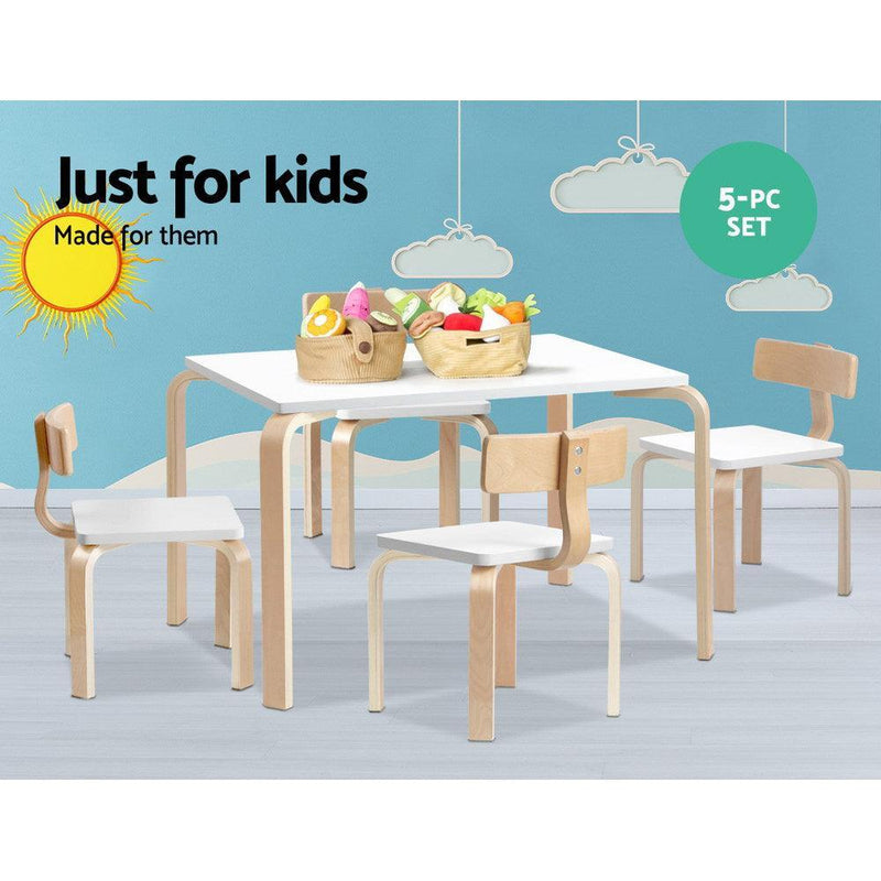 Keezi Nordic Kids Table Chair Set Desk 5PC Activity Dining Study Children Modern - John Cootes