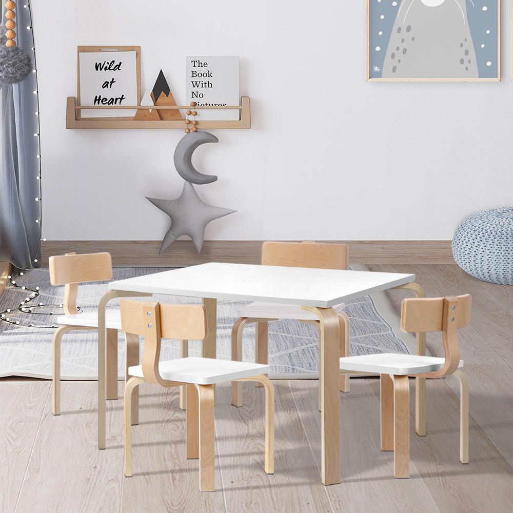 Keezi Nordic Kids Table Chair Set Desk 5PC Activity Dining Study Children Modern - John Cootes