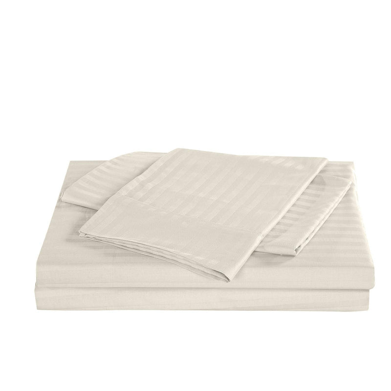 Kensington 1200 Thread Count 100% Cotton Sheet Set Stripe Hotel Grade - Super King - Sand - John Cootes