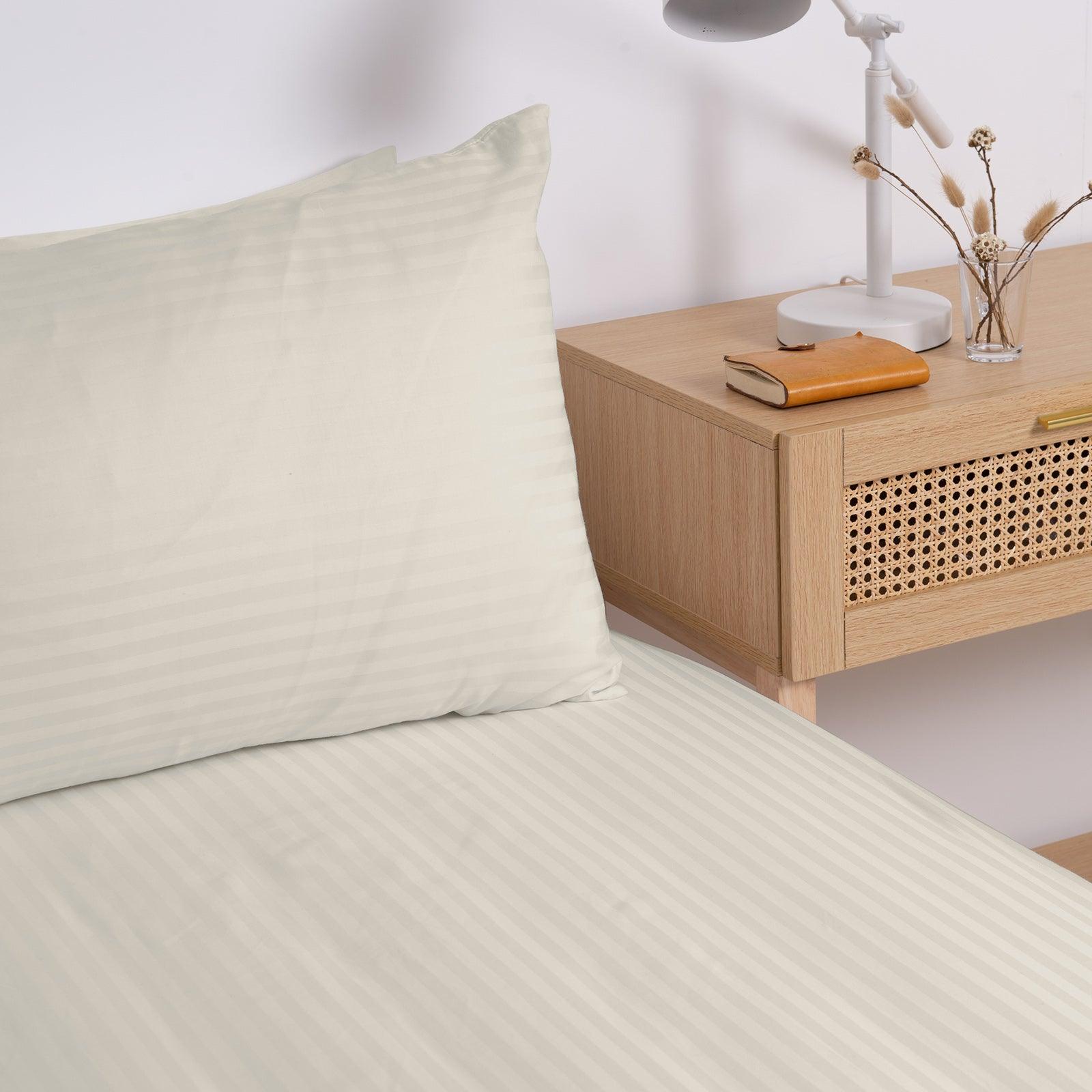 Kensington 1200 Thread Count 100% Cotton Sheet Set Stripe Hotel Grade - Super King - Sand - John Cootes