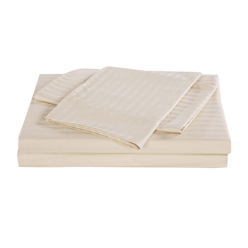 Kensington 1200 Thread Count 100% Egyptian Cotton Sheet Set Stripe Hotel Grade - Double - Sand - John Cootes
