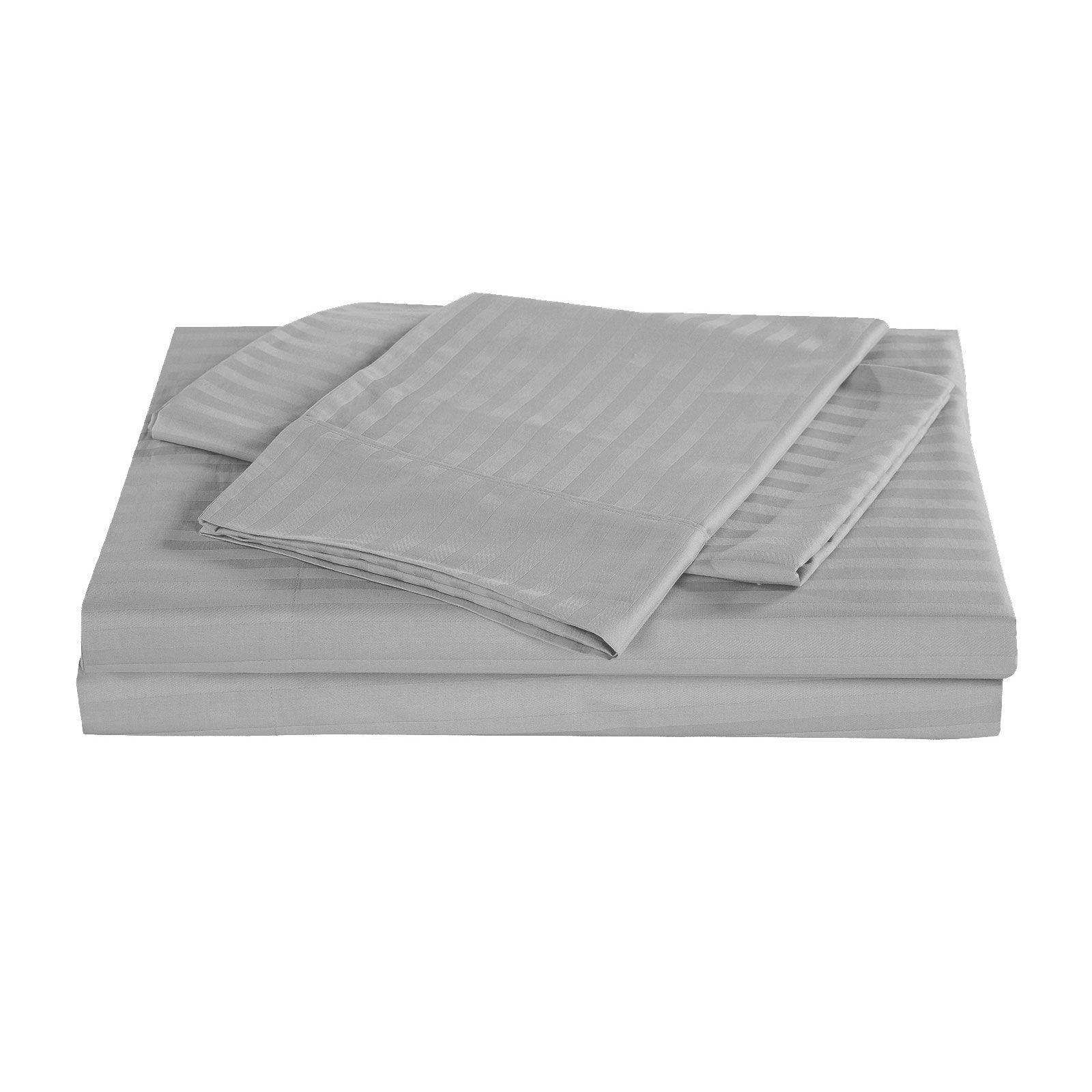 Kensington 1200 Thread Count 100% Egyptian Cotton Sheet Set Stripe Hotel Grade - King - Silver - John Cootes