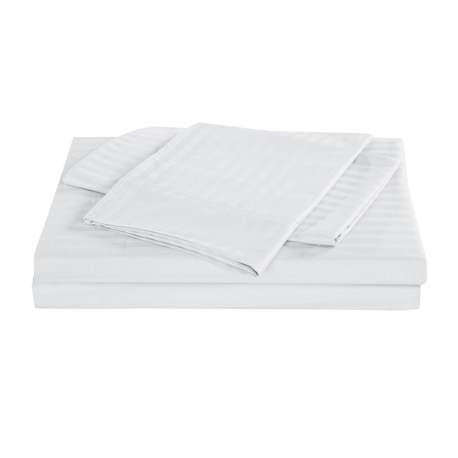 Kensington 1200 Thread Count 100% Egyptian Cotton Sheet Set Stripe Hotel Grade - King - White - John Cootes