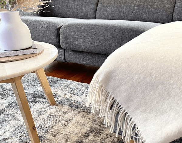 Kensington Throw - 10% Cashmere/ 90% Super Fine Merino Wool - Ivory - John Cootes