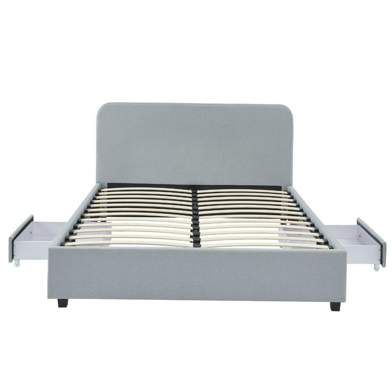 Kevin Charcoal Grey Storage Bed with 2 Drawers in King - John Cootes