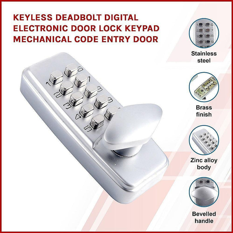 Keyless deadbolt digital electronic door lock keypad mechanical Code Entry Door - John Cootes