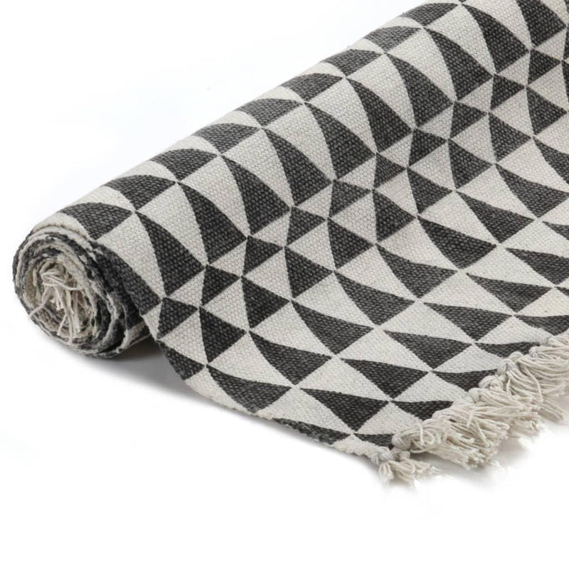 Kilim Rug Cotton 120x180 Cm With Pattern Black/white - John Cootes